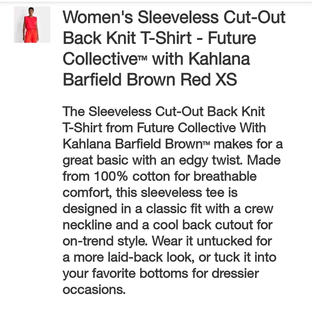 Future Collective Women's Sleeveless Cut-out Back Knit T-shirt Kahlana Barfield - Picture 4 of 15